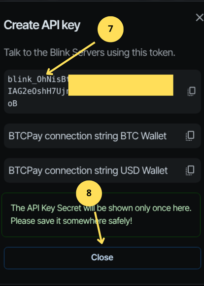 Cashu Copy API Key for USD
