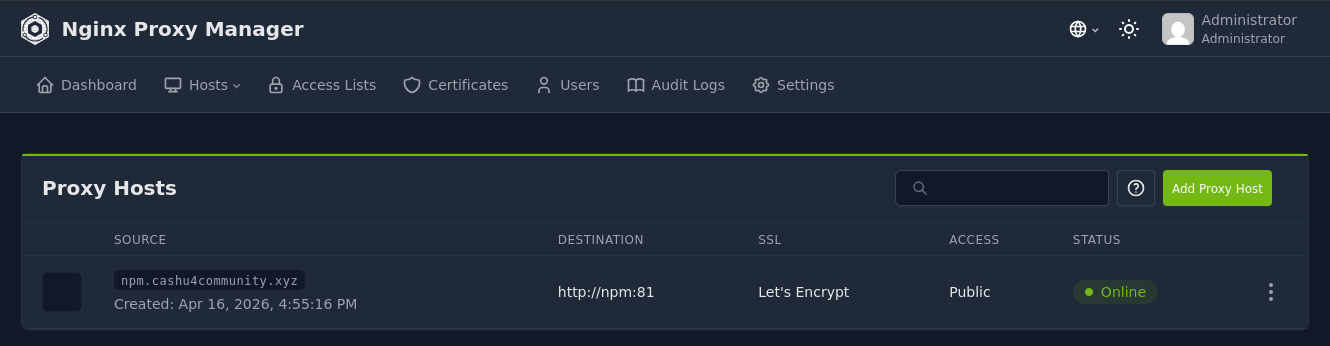 Proxy Host Record